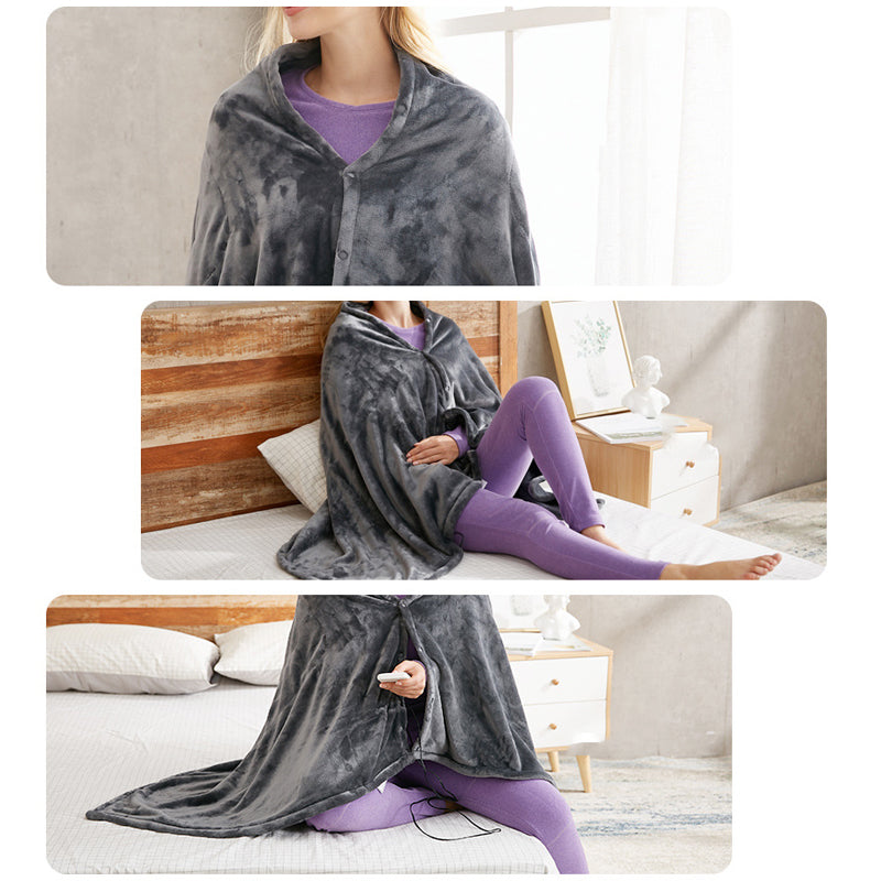 USB-heated fleece shawl with three settings