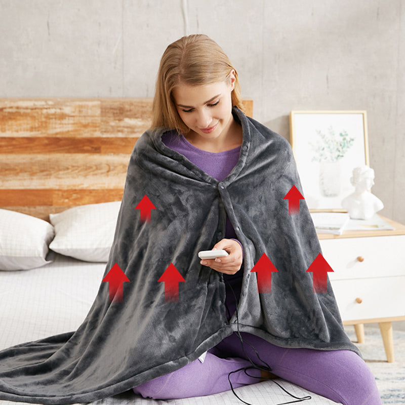 USB-heated fleece shawl with three settings