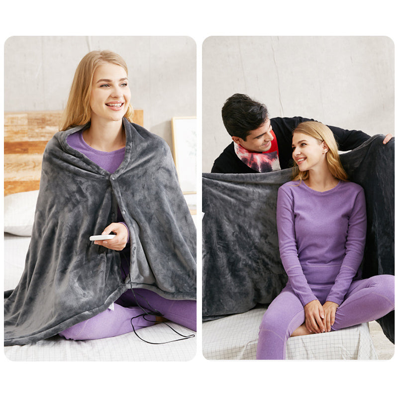 USB-heated fleece shawl with three settings