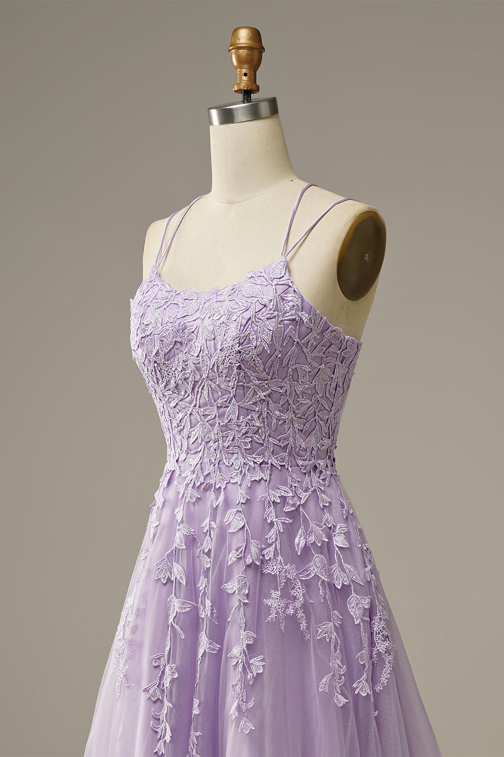 Fashionable Tulle Evening Gown with Appliqués - Victoria