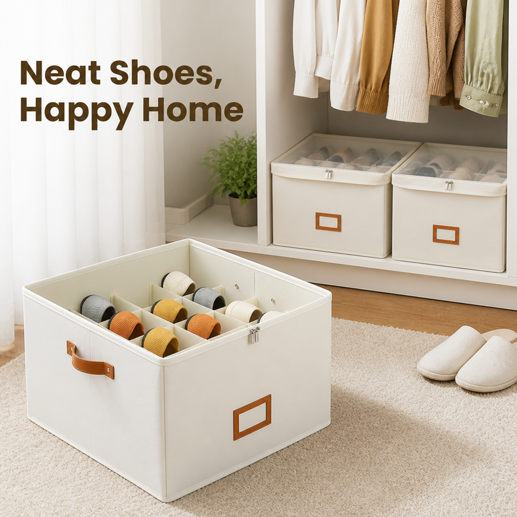 Foldable Shoe Organiser — Breathable, Space-Saving Wardrobe Storage