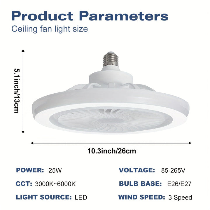 Slim LED Ceiling Fan Light – Dimmable and Quiet