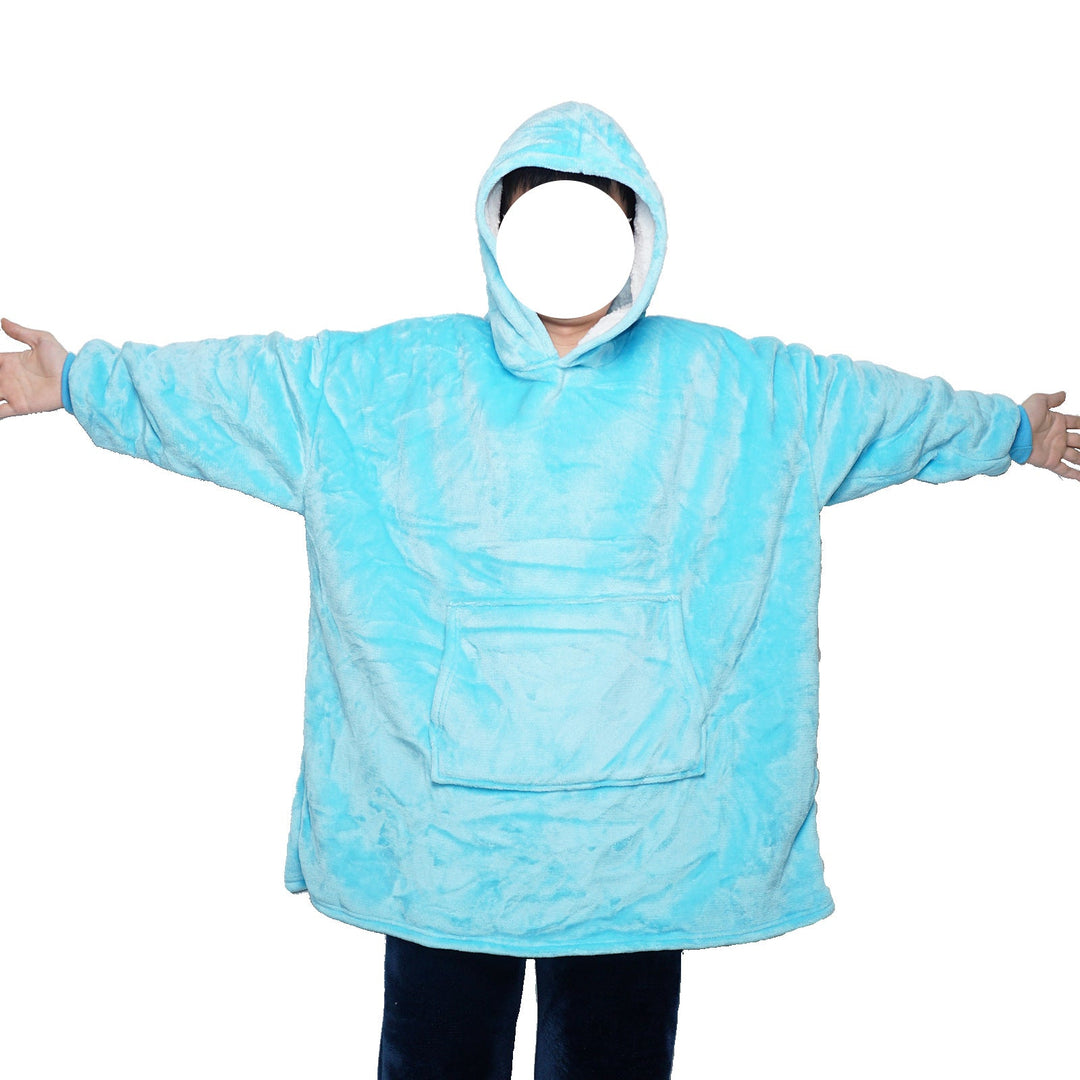 Blanket hoodie in flannel with hood and pocket – one size