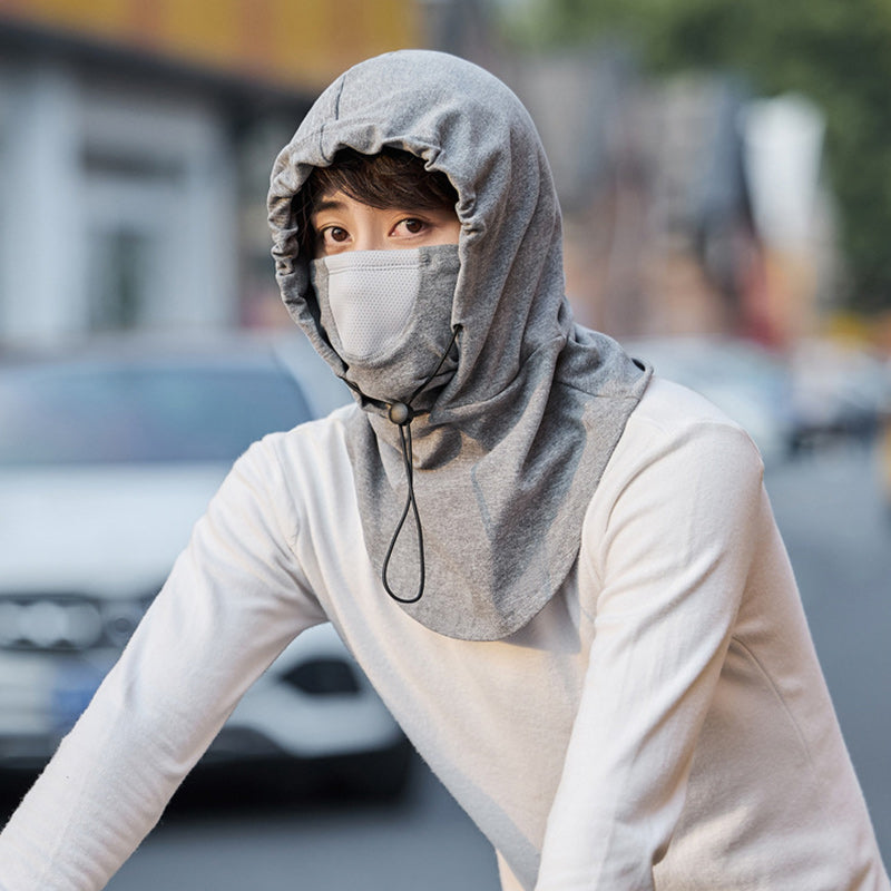 Windproof face mask with hood and neck warmer for cycling