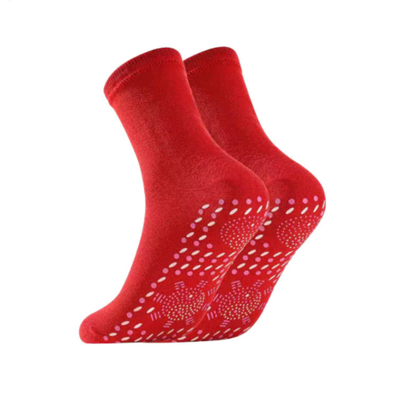 Self-heating socks with tourmaline and acupressure nubs