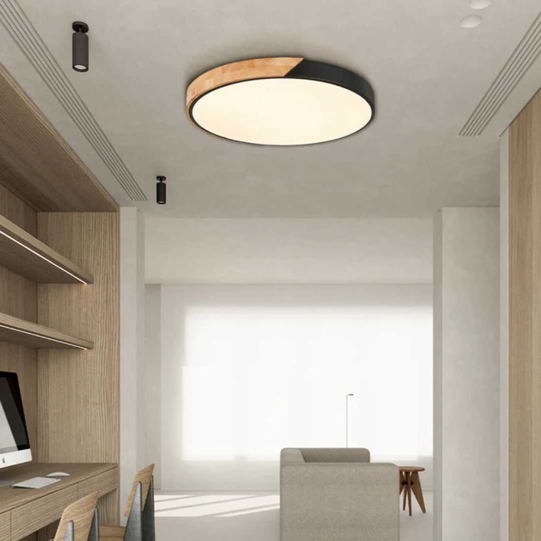 Delos Scandi Wooden Ceiling Light | Natural LED Designer Light
