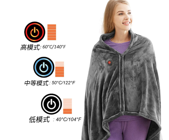 Electric coral fleece throw with USB, 150 × 85 cm