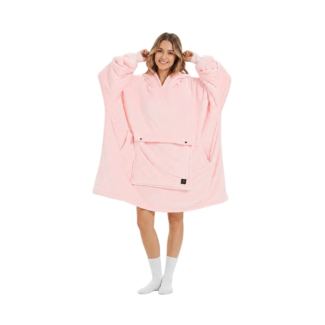 Heated hoodie blanket with 3 heating zones and thick flannel
