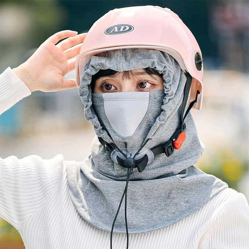 Windproof face mask with hood and neck warmer for cycling