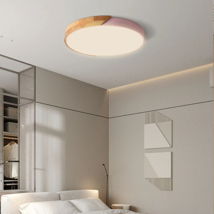 Delos Scandi Wooden Ceiling Light | Natural LED Designer Light