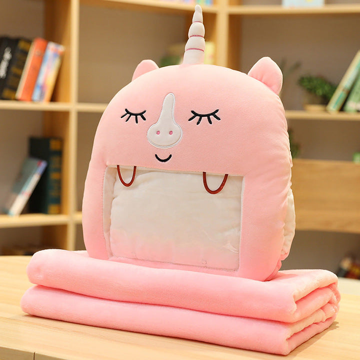 Cuddle cushion with hand warmer and little blanket, your phone stays visible