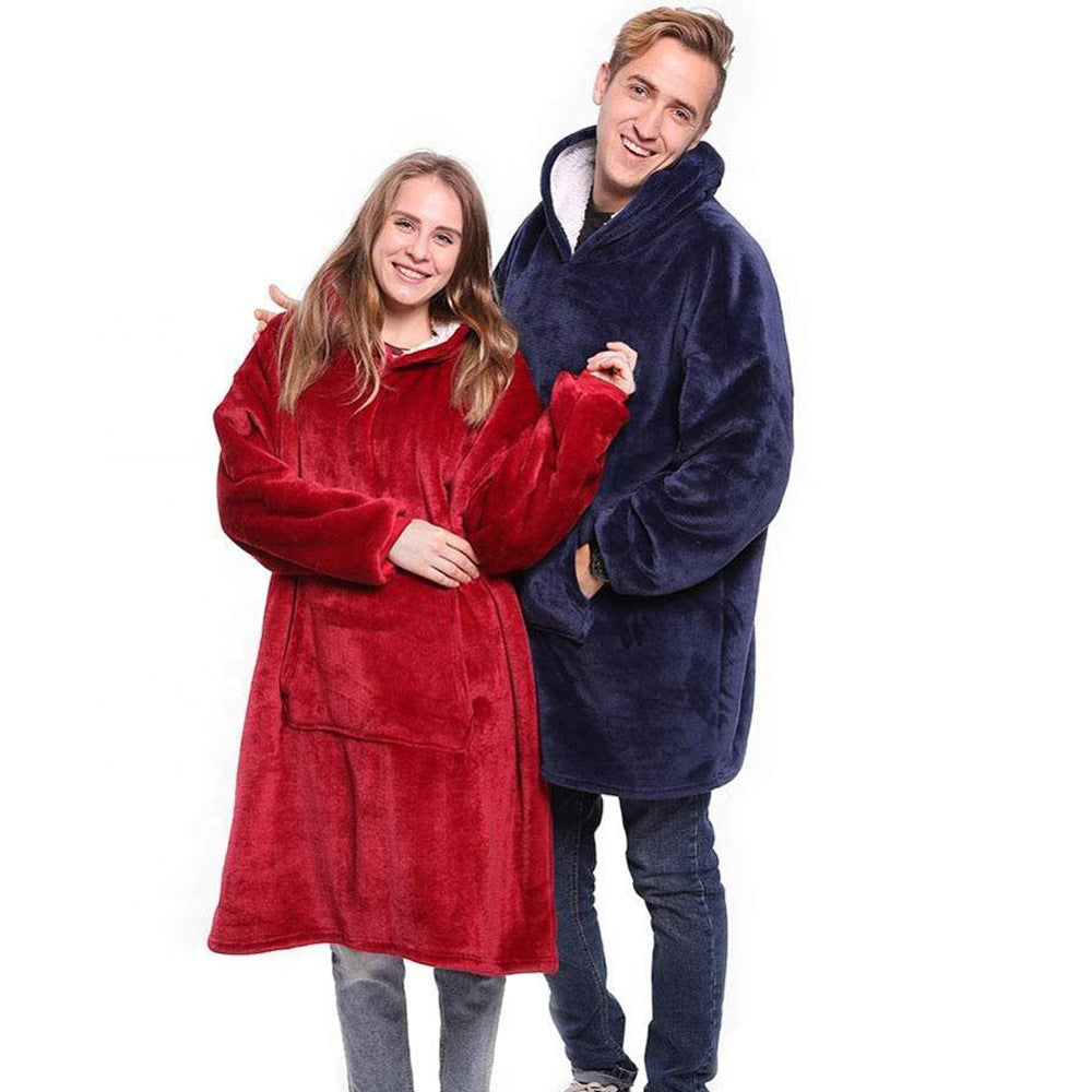 Blanket hoodie in flannel with hood and pocket – one size
