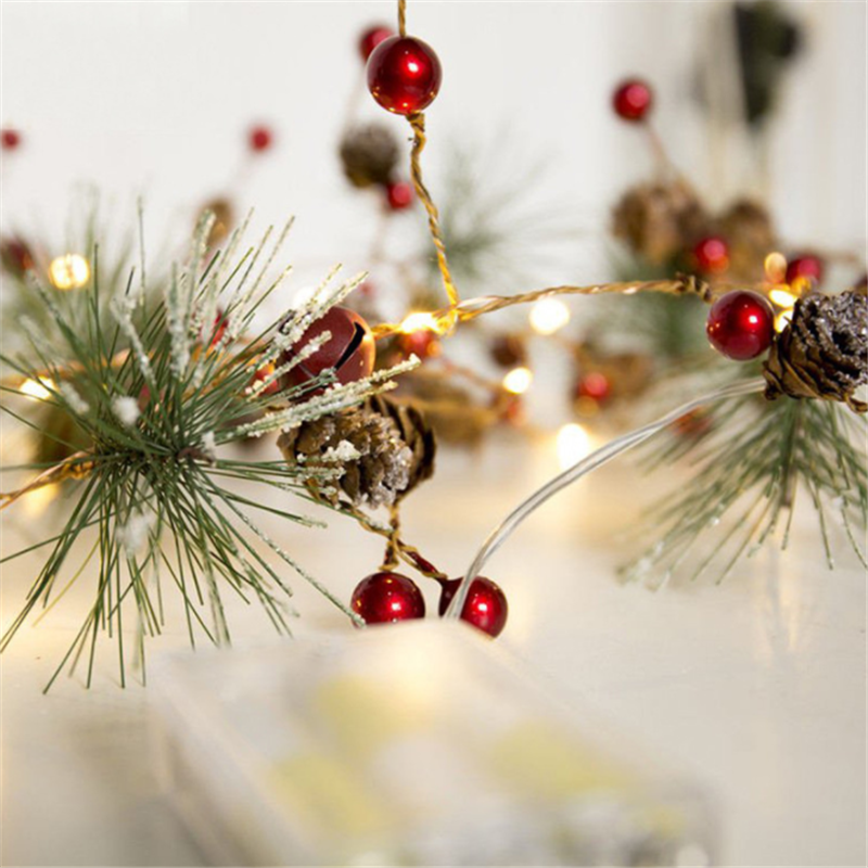 String lights with pine cones or stars, 2 m with 20 warm white LEDs