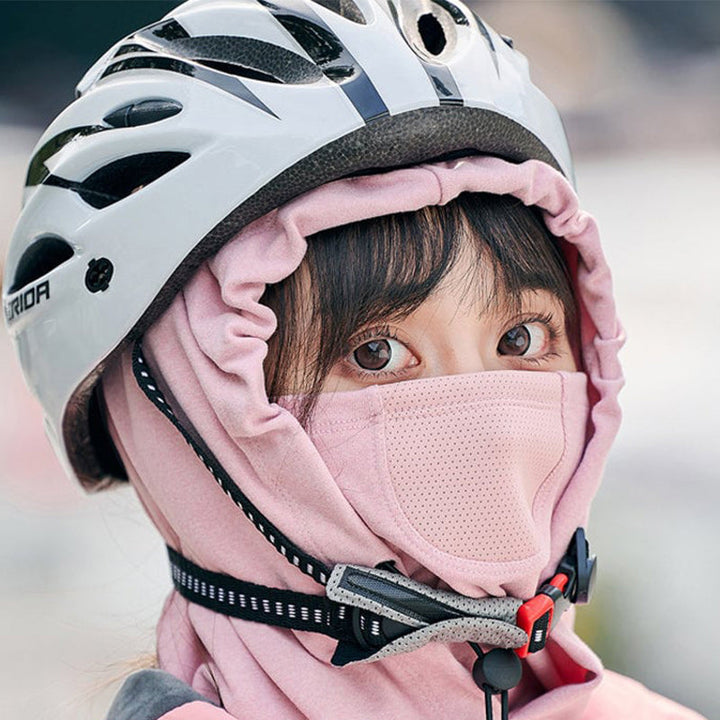 Windproof face mask with hood and neck warmer for cycling