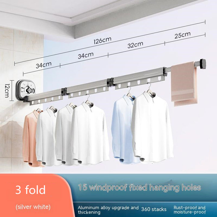 Foldaway drying rack with suction cup, no drilling into the wall