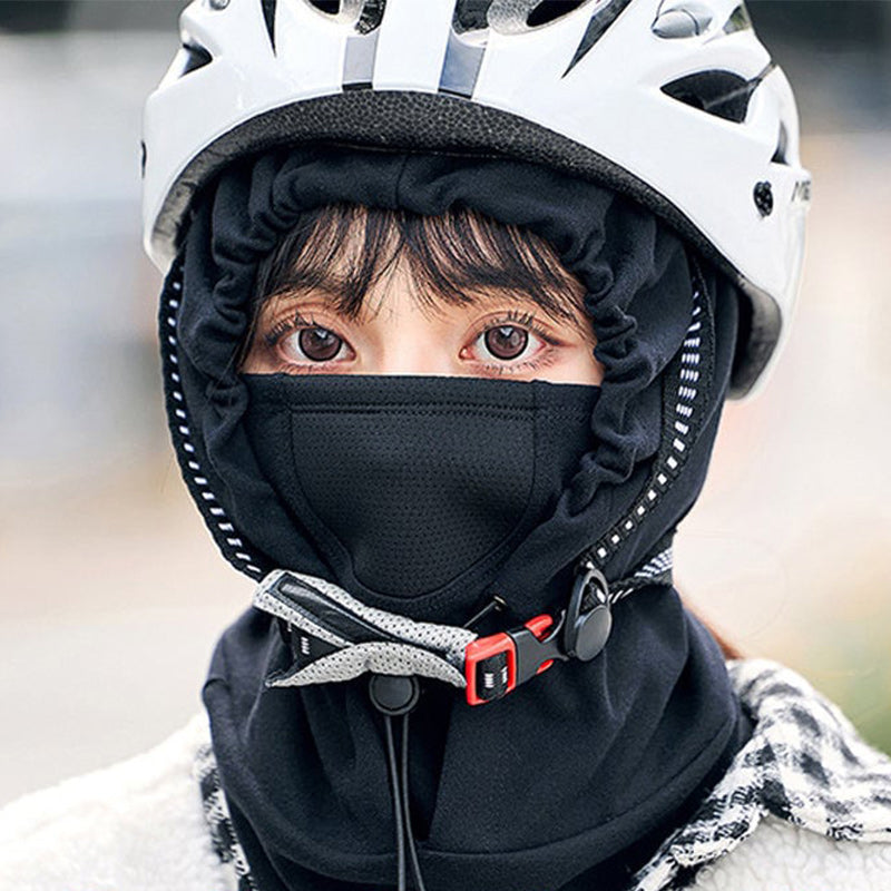 Windproof face mask with hood and neck warmer for cycling