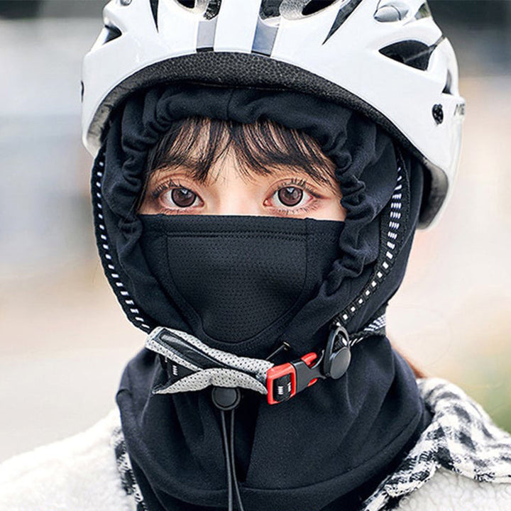 Windproof face mask with hood and neck warmer for cycling