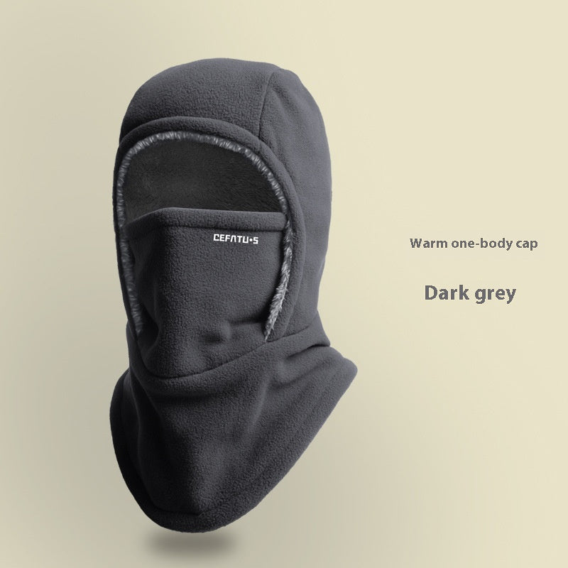 Hooded hat with scarf and face mask – with warm lining