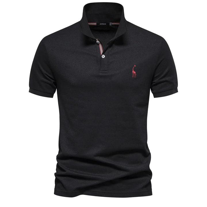Luxe Cotton Polo with Deer Embroidery
