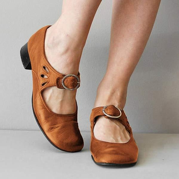 Leather Low Heel Shoes for Women with Timeless Elegance