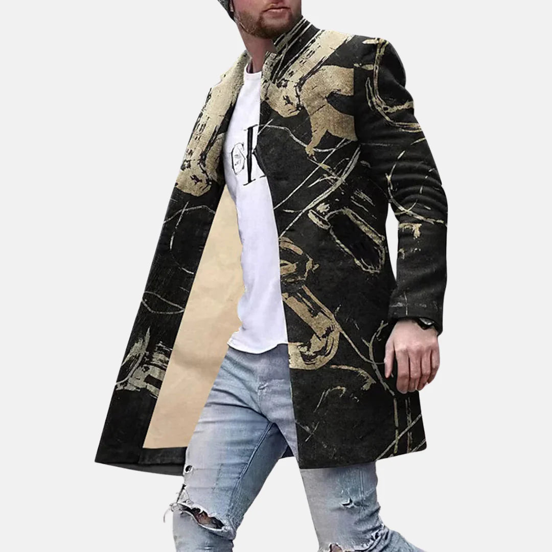 Street Print Coat – Casual &amp; Adjustable Men’s Jacket