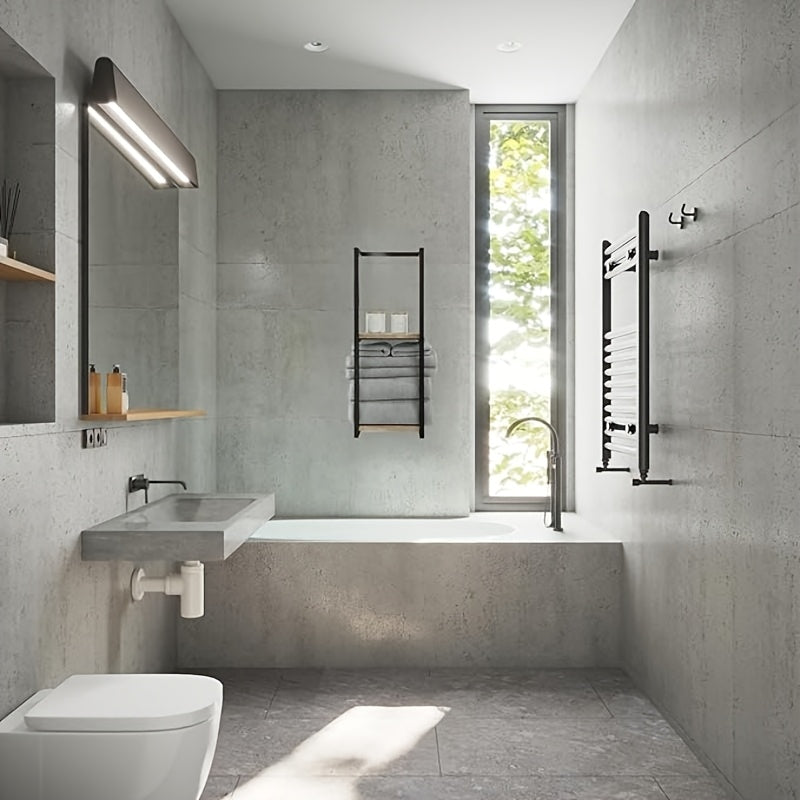 Industrial Towel Rail with Shelves – Elegant and Functional Wall-Mounted Furniture