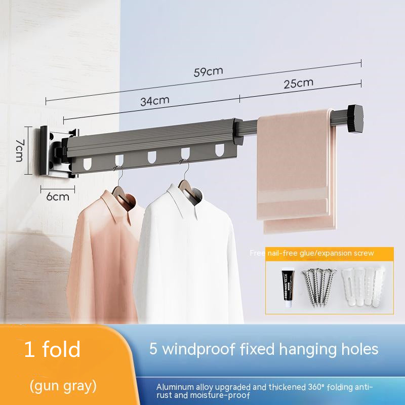 Foldaway drying rack with suction cup, no drilling into the wall