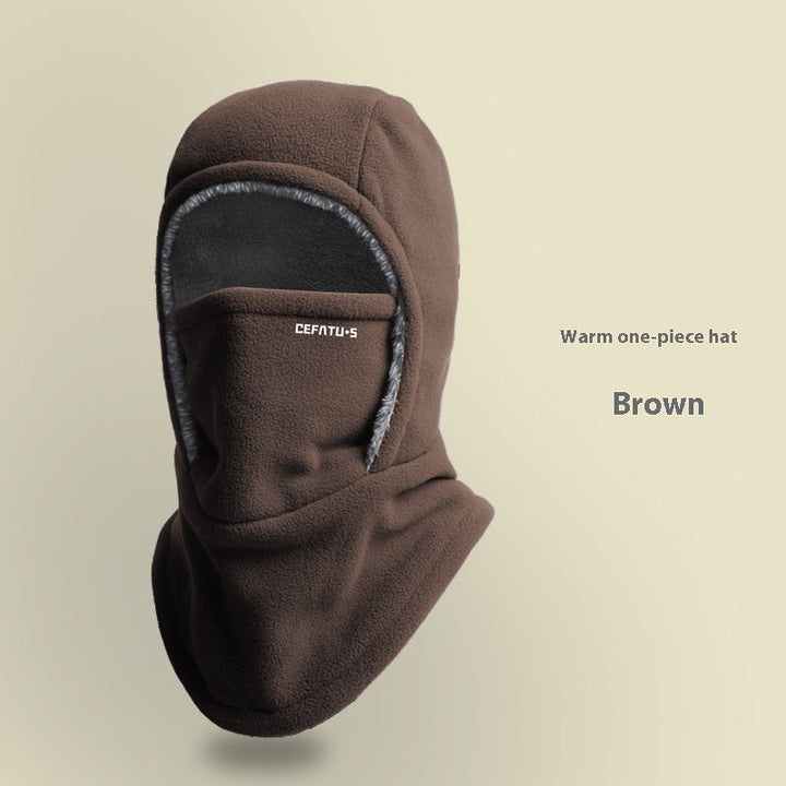 Hooded hat with scarf and face mask – with warm lining