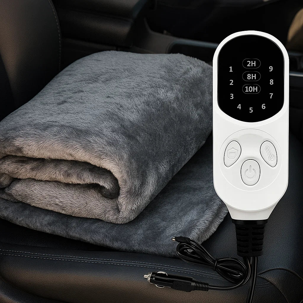12 V electric car blanket with timer and nine settings
