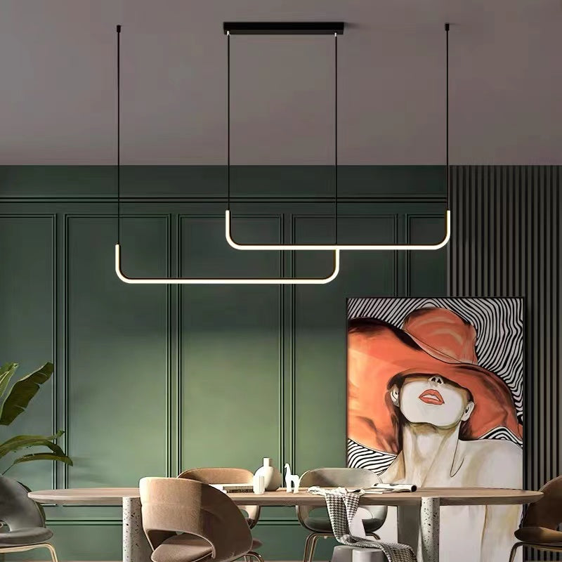 Arisha Modern LED Chandelier Gold/Black Metal Dining Room/Living Room