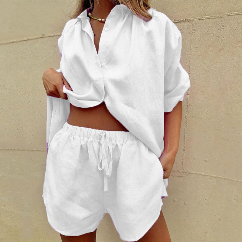 Two-Piece Summer Outfit with Blouse and Shorts – Liora