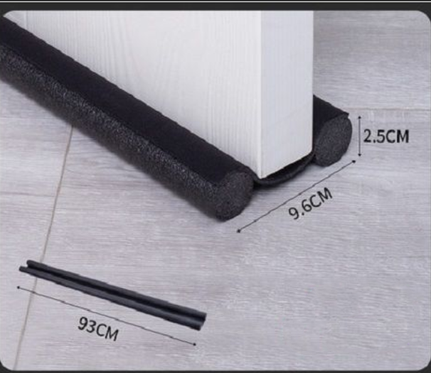 Double-sided under-door draught excluder that slides with the door