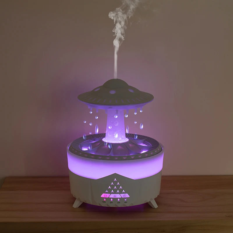 Rain cloud diffuser with remote control, 350 ml and up to 10 hours of rain