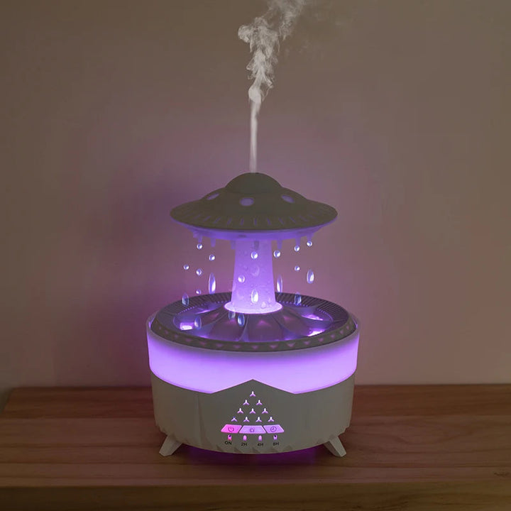 Rain cloud diffuser with remote control, 350 ml and up to 10 hours of rain