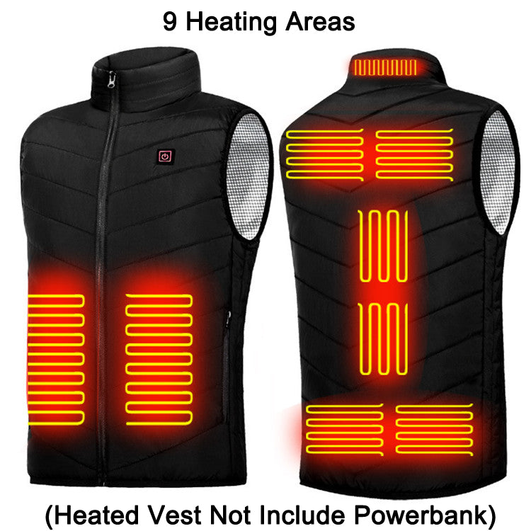 Heated jacket with stand-up collar, USB and up to 9 heat zones