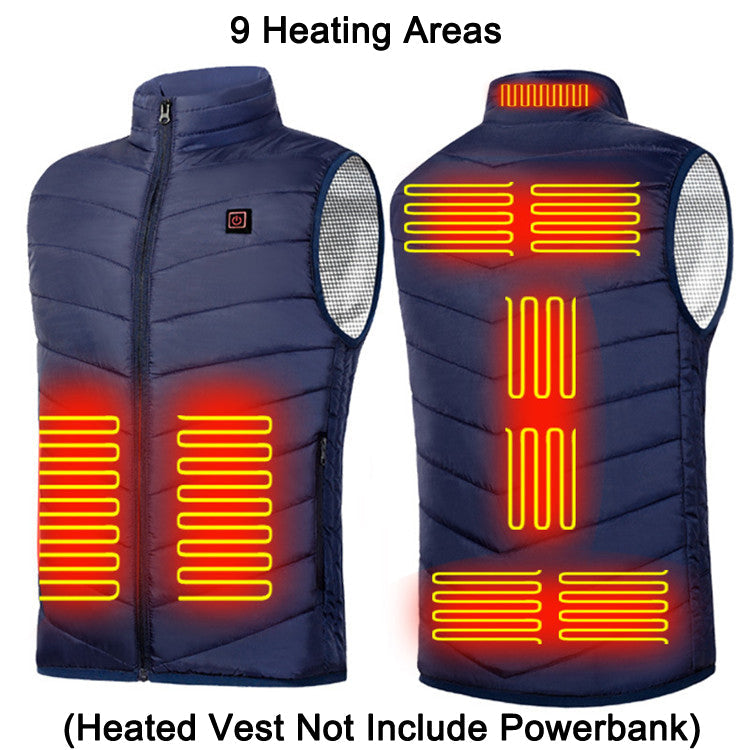 Heated jacket with stand-up collar, USB and up to 9 heat zones