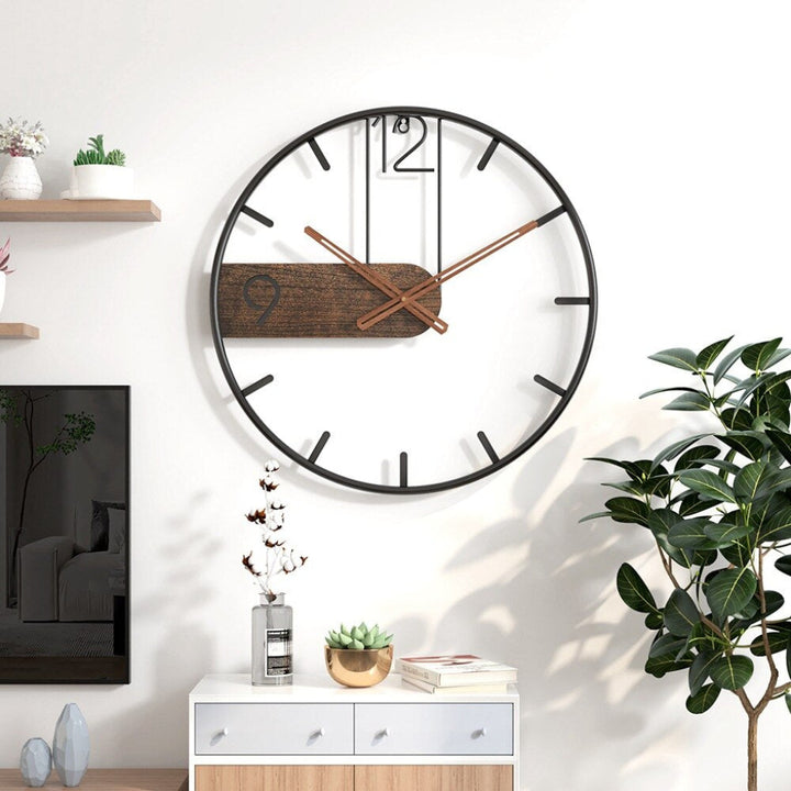 Modern Wall Clock in Steel and Walnut