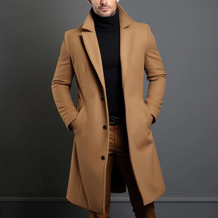 Men's wool coat – tailored long winter coat for work and city wear