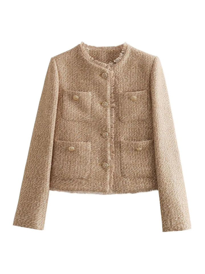 Elegant Cropped Tweed Jacket for Women Timeless Sophistication with a Modern Twist