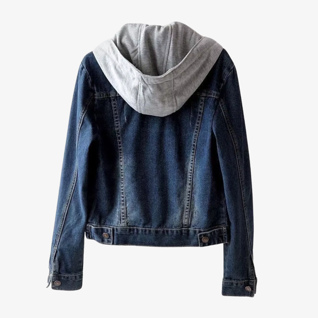 Stylish Cropped Denim Jacket with Hood for Women