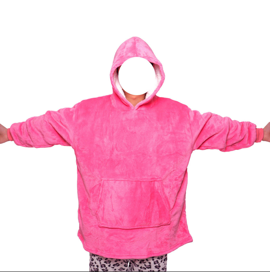 Blanket hoodie in flannel with hood and pocket – one size