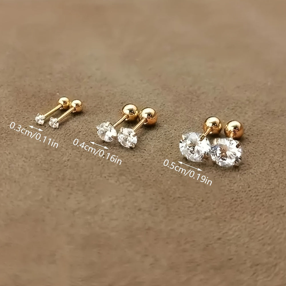 Stylish Cubic Zirconia Titanium Steel Stud Earrings - Lumen