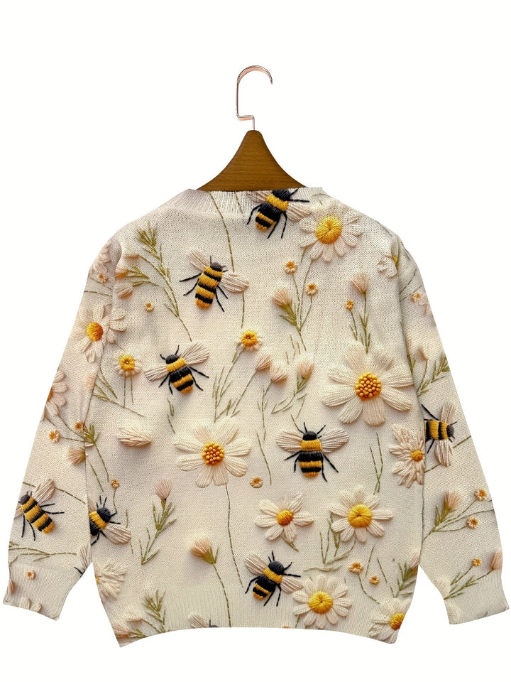Trendy Women's Jumper with Bee Motif - Sophie