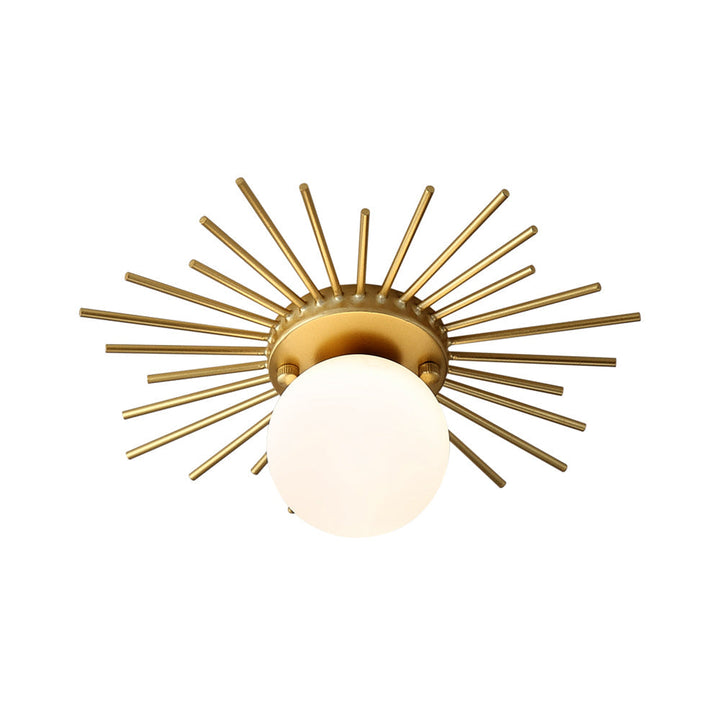 Spherical Ceiling Lamp with Frosted Glass Shade Minimalist 1-Bulb Gold Ceiling Mount