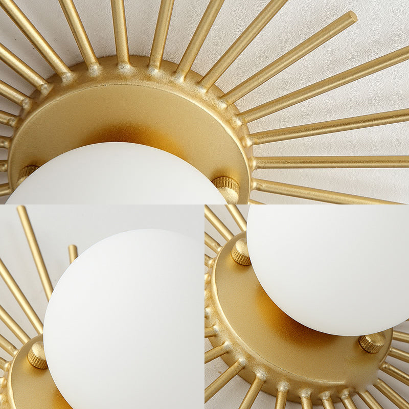 Spherical Ceiling Lamp with Frosted Glass Shade Minimalist 1-Bulb Gold Ceiling Mount