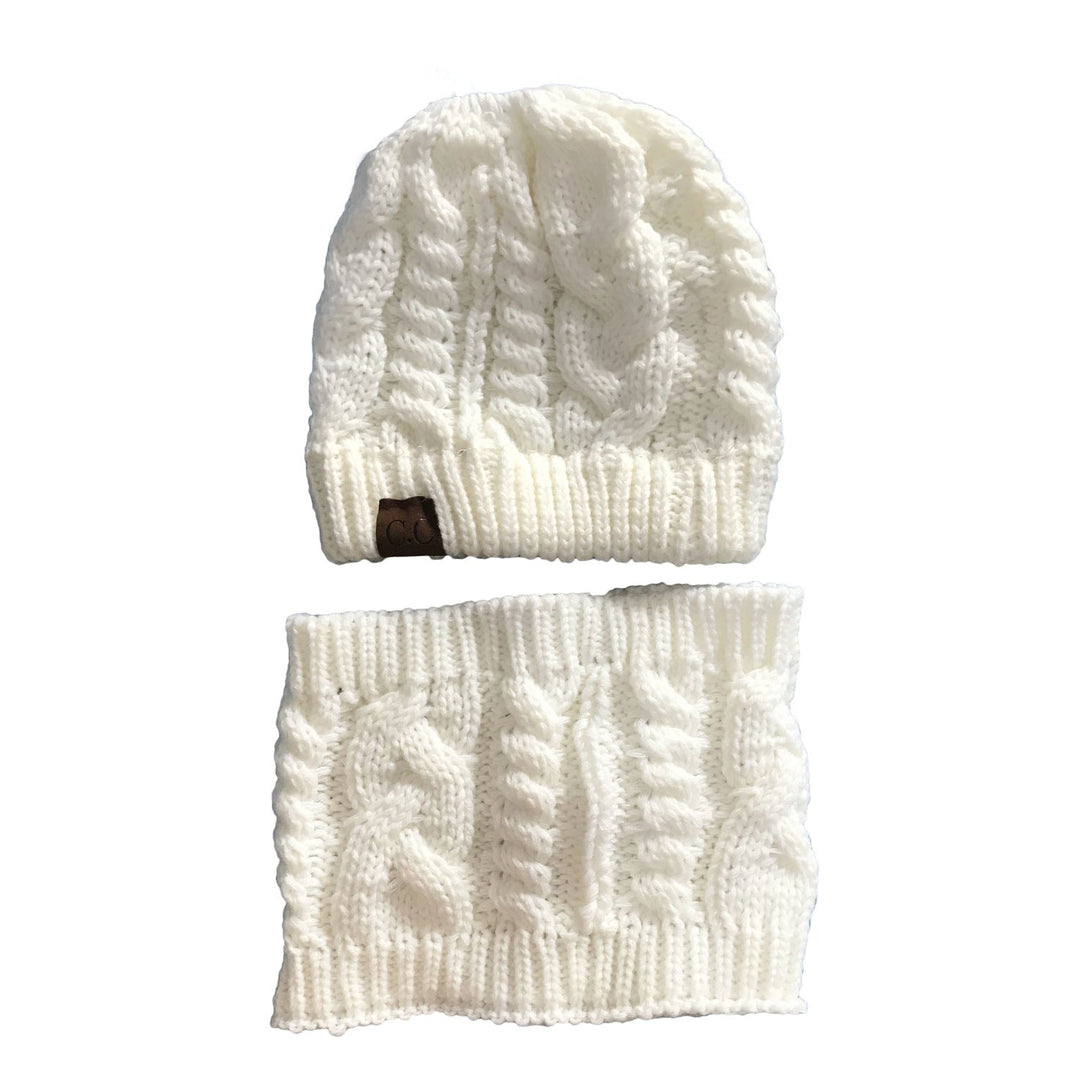Women's knitted hat with detachable snood – stretchy and warm