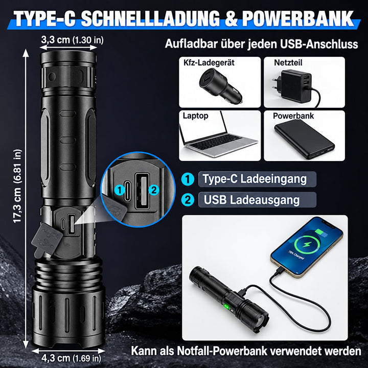 Powerful LED torch – up to 100,000 lumens
