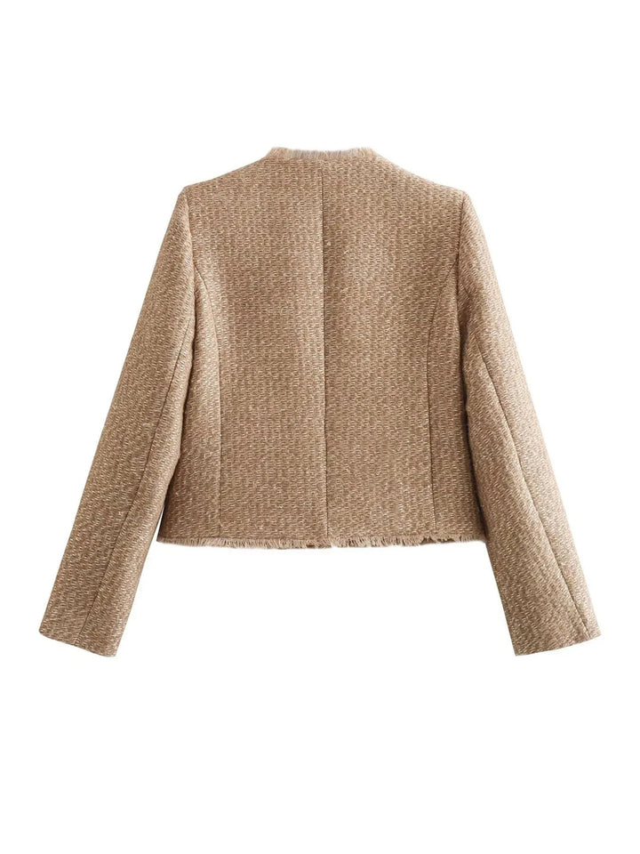 Elegant Cropped Tweed Jacket for Women Timeless Sophistication with a Modern Twist