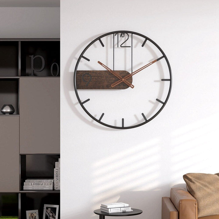 Modern Wall Clock in Steel and Walnut