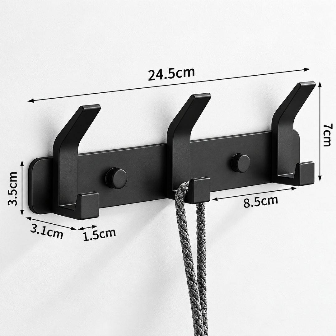 Aluminium Wall Hooks – 3, 4, 5 or 6 Hooks | Bathroom Towel Rail